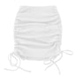 Women's Stretch Pleated Skirt with Drawstring Design