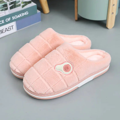 Warm Non-Slip Avocado Velvet Indoor Slippers