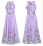 Sleeveless Floral Maxi Dress with Halter Neck Boho Style