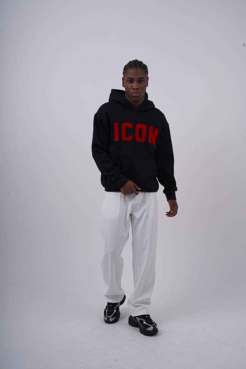 Unisex "ICON" Oversize Hoodie - Heavyweight Printed Sweatshirt Withinblack