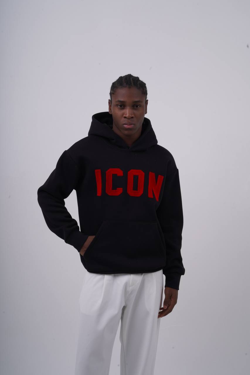 Unisex "ICON" Oversize Hoodie - Heavyweight Printed Sweatshirt Withinblack