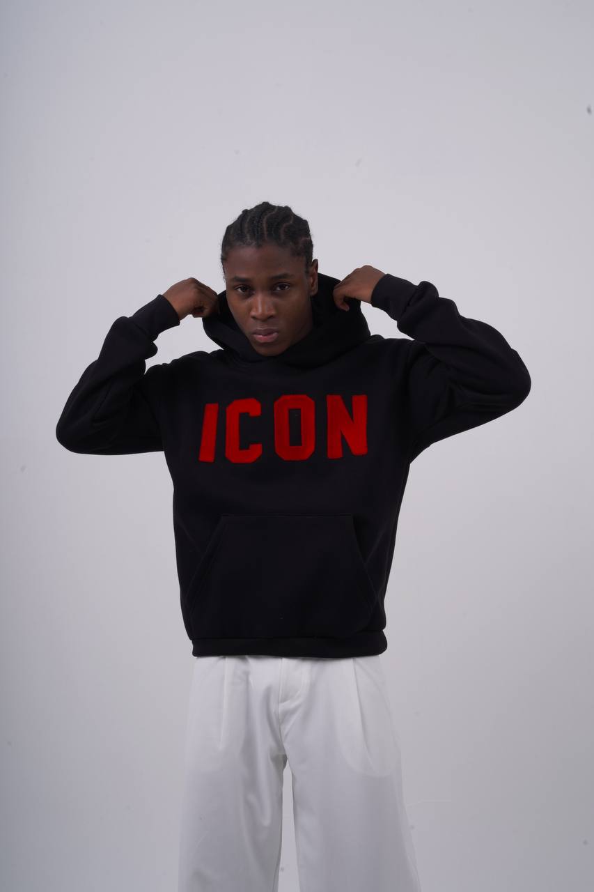 Unisex "ICON" Oversize Hoodie - Heavyweight Printed Sweatshirt Withinblack