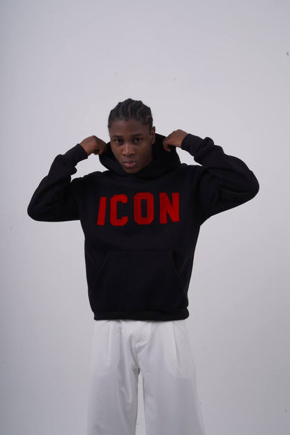 Unisex "ICON" Oversize Hoodie - Heavyweight Printed Sweatshirt Withinblack