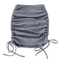 Women's Stretch Pleated Skirt with Drawstring Design