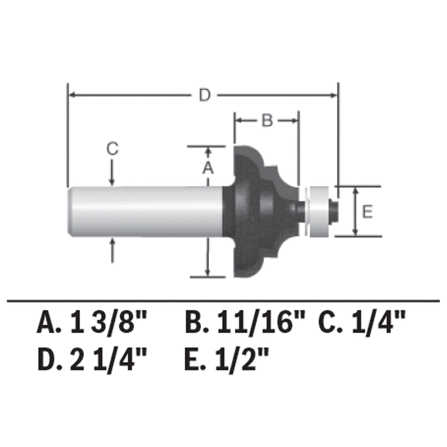 BOSCH 85604MC 1-3/8 In. x 11/16 In. Carbide-Tipped Cove and Bead Router Bit VM Hardware