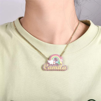 Personalized Rainbow Acrylic Name Necklace For Kids