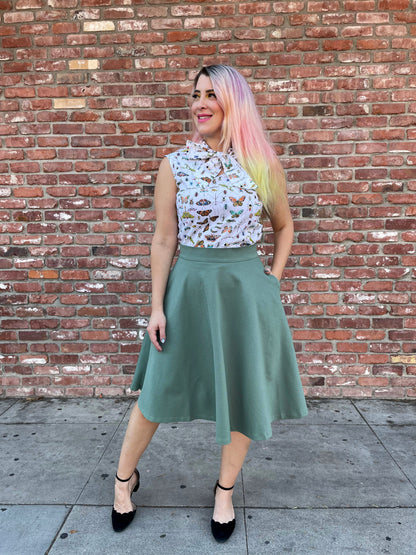 Charlotte Skirt in Sage - Plus Sizes only Retrolicious