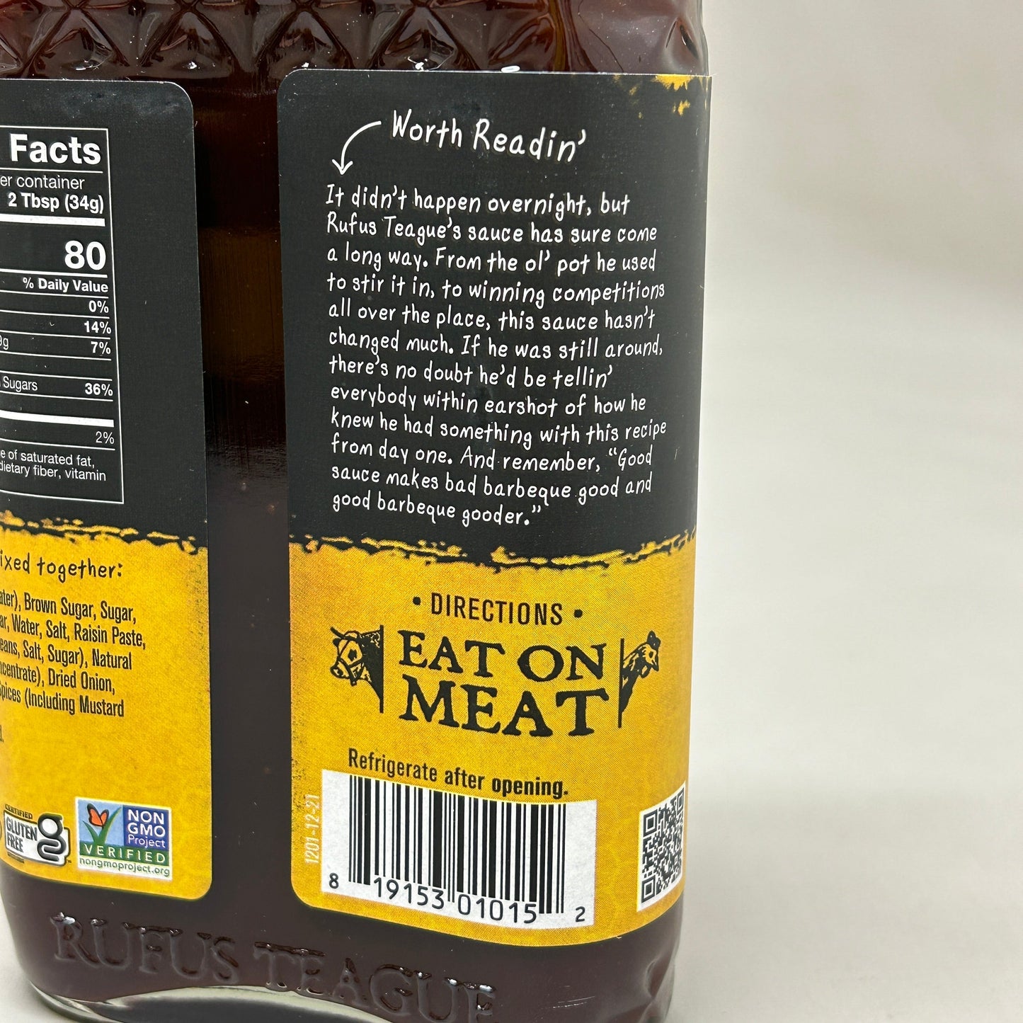 RUFUS TEAGUE 6-PACK! Honey Sweet BBQ Sauce 15.25 oz Gluten Free Non GMO Exp 06/25 (New) PayWut