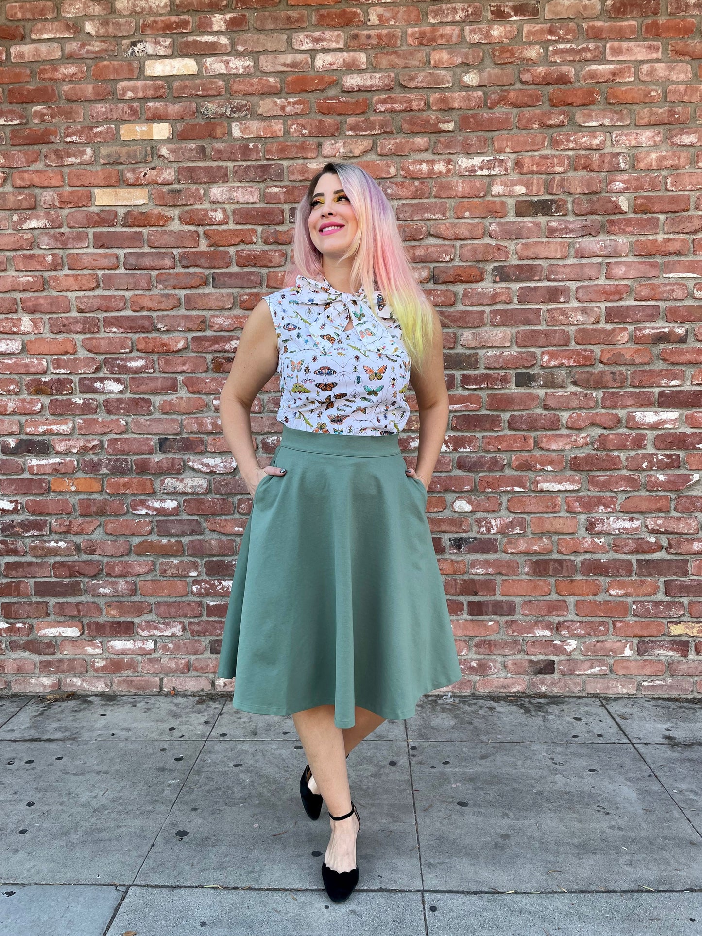 Charlotte Skirt in Sage - Plus Sizes only Retrolicious