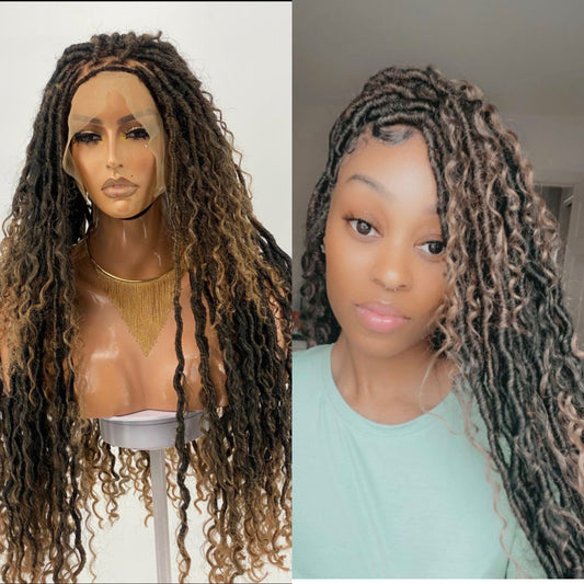 Destressed Locs Wig "Swiss Full Lace" (Ready to ship) Poshglad Braided Wigs