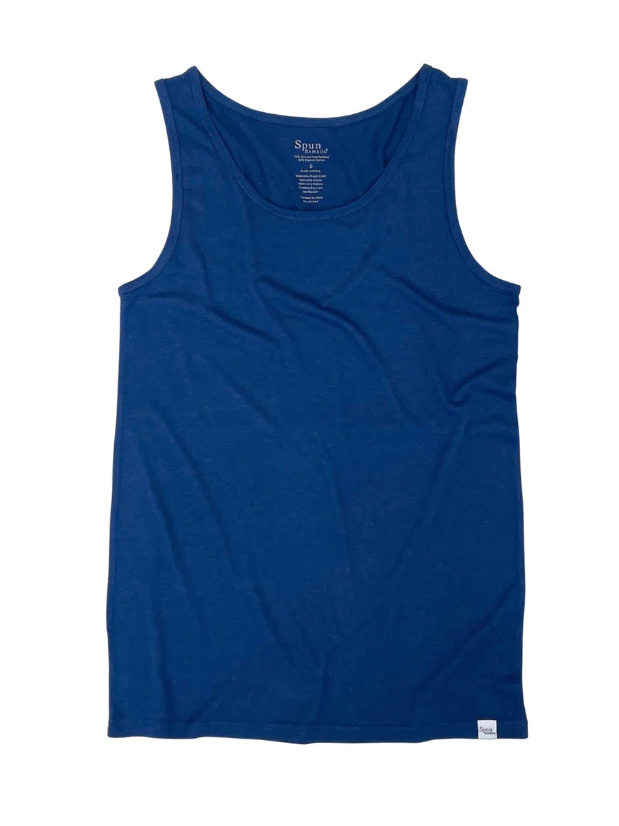 Men's Bamboo Viscose/Organic Cotton Tank Top True Navy Color + Boxer Style Underwear White Color Spun Bamboo