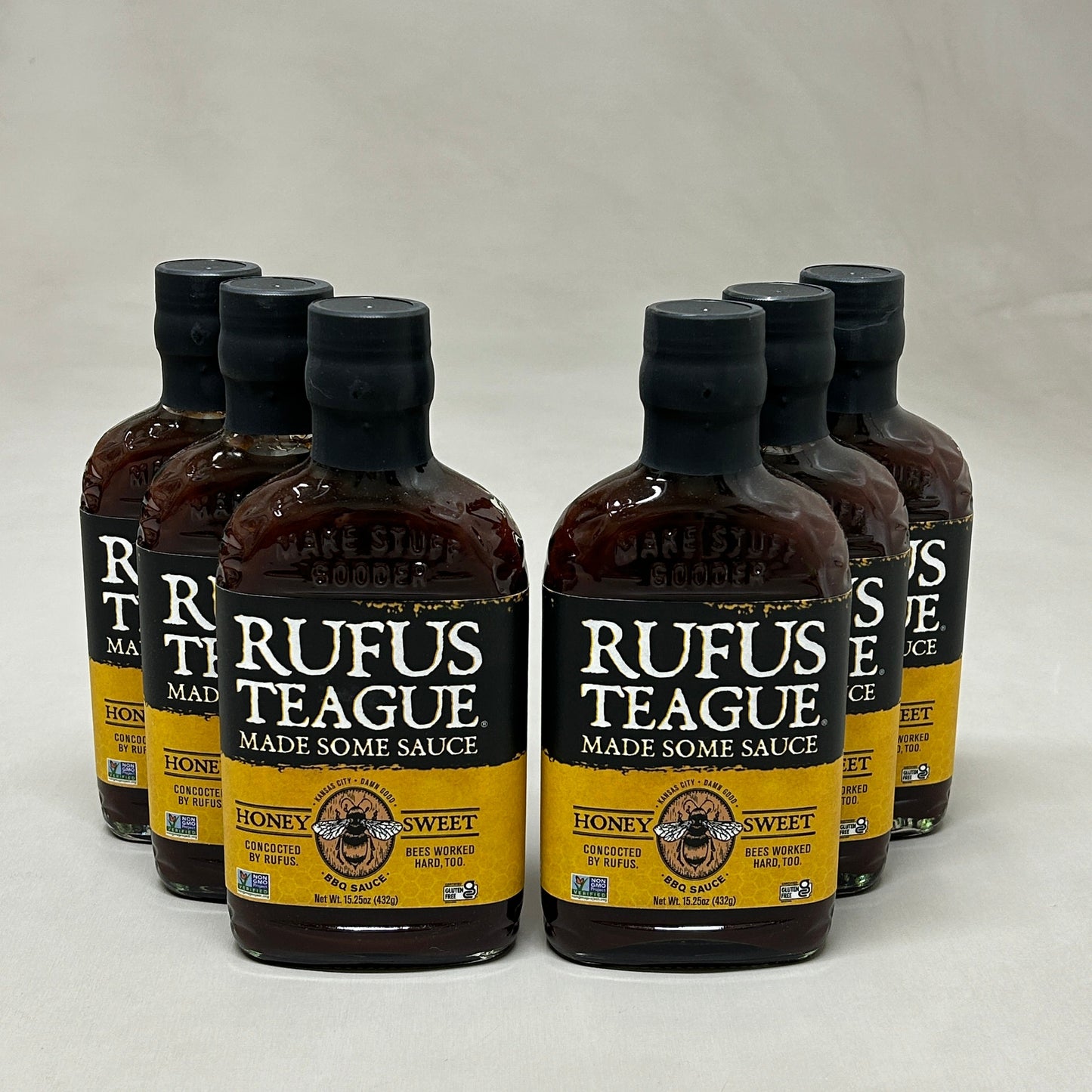 RUFUS TEAGUE 6-PACK! Honey Sweet BBQ Sauce 15.25 oz Gluten Free Non GMO Exp 06/25 (New) PayWut