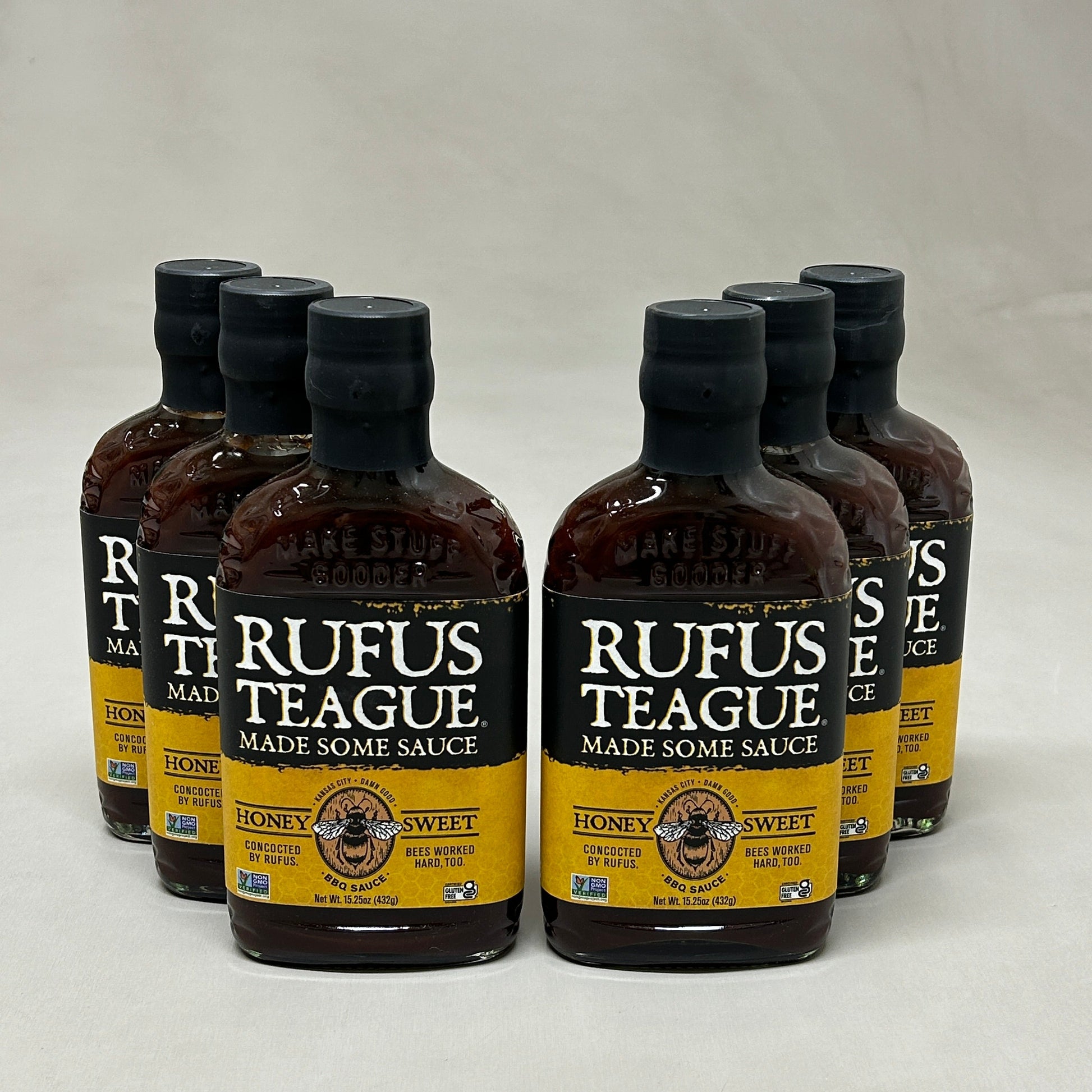 RUFUS TEAGUE 6-PACK! Honey Sweet BBQ Sauce 15.25 oz Gluten Free Non GMO Exp 06/25 (New) PayWut
