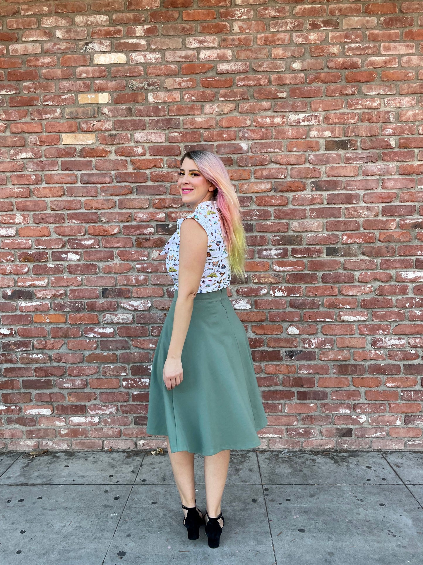 Charlotte Skirt in Sage - Plus Sizes only Retrolicious