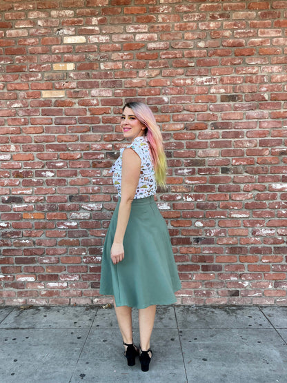 Charlotte Skirt in Sage - Plus Sizes only Retrolicious