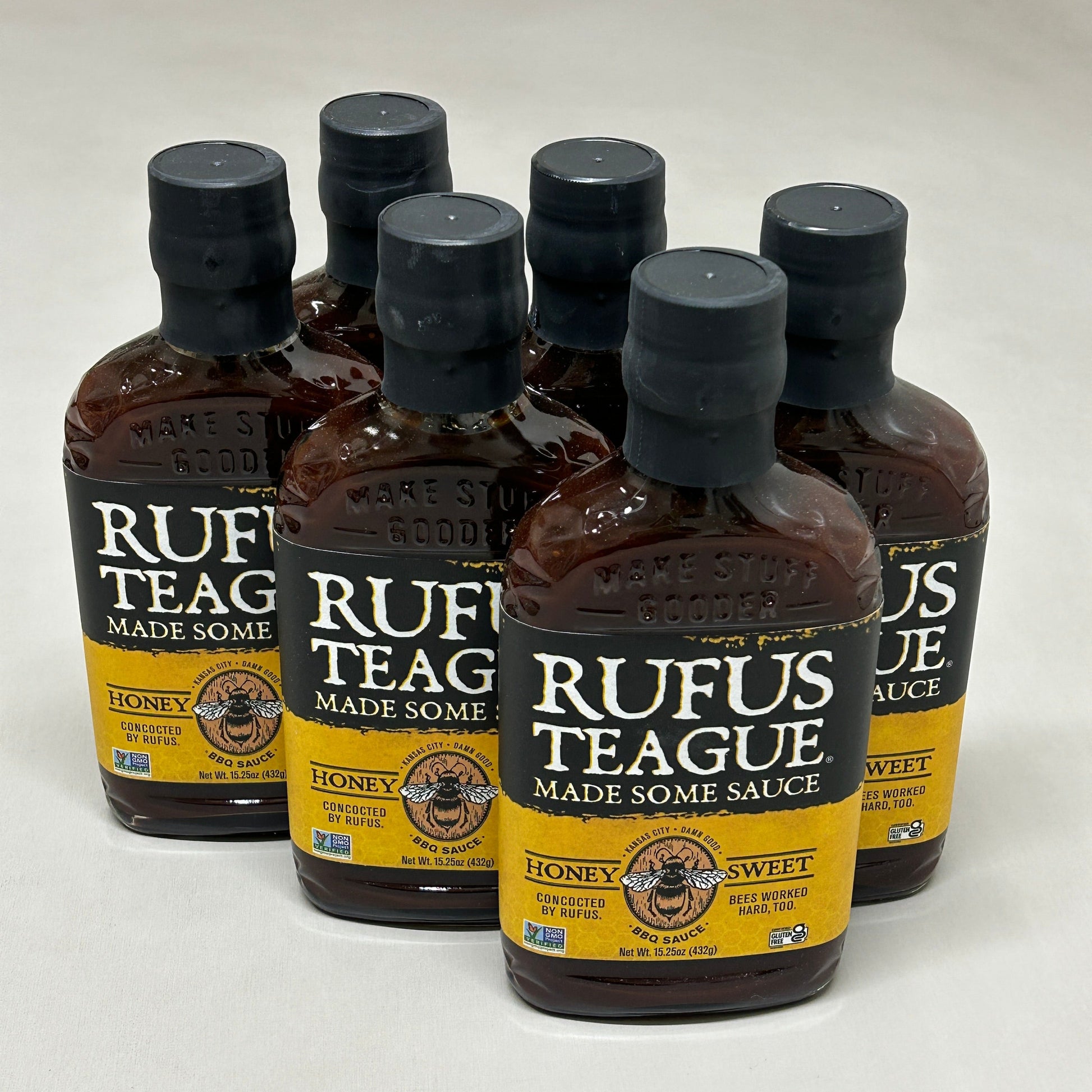 RUFUS TEAGUE 6-PACK! Honey Sweet BBQ Sauce 15.25 oz Gluten Free Non GMO Exp 06/25 (New) PayWut