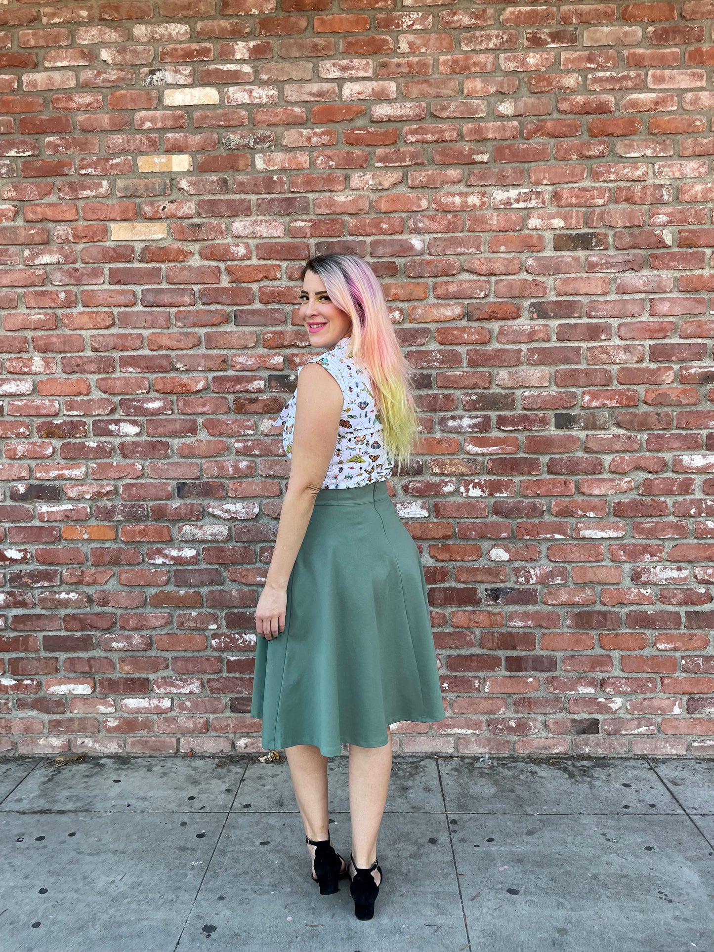 Charlotte Skirt in Sage - Plus Sizes only Retrolicious