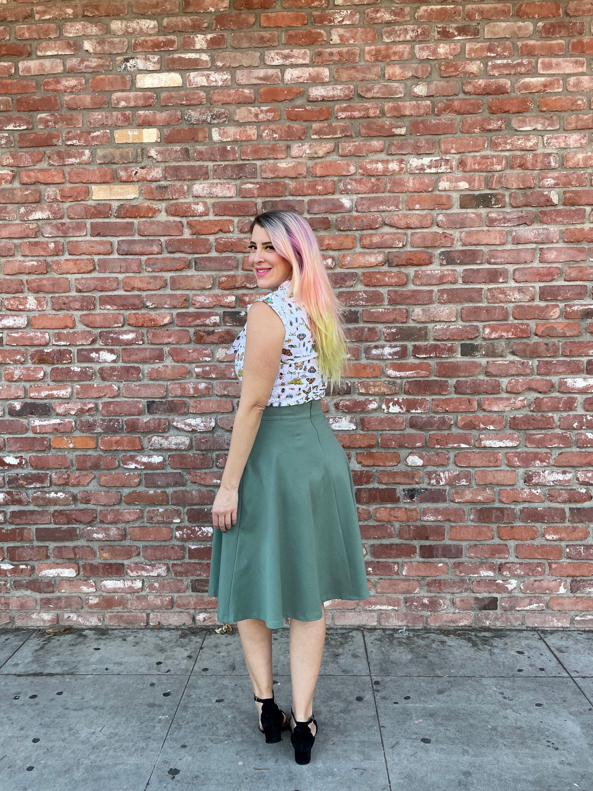 Charlotte Skirt in Sage - Plus Sizes only Retrolicious