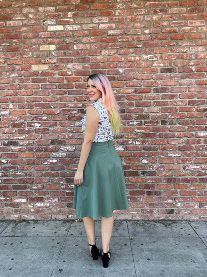 Charlotte Skirt in Sage - Plus Sizes only Retrolicious