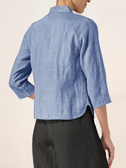 100% Linen Hand Button Fitted Jacket AMELIA LINTICO
