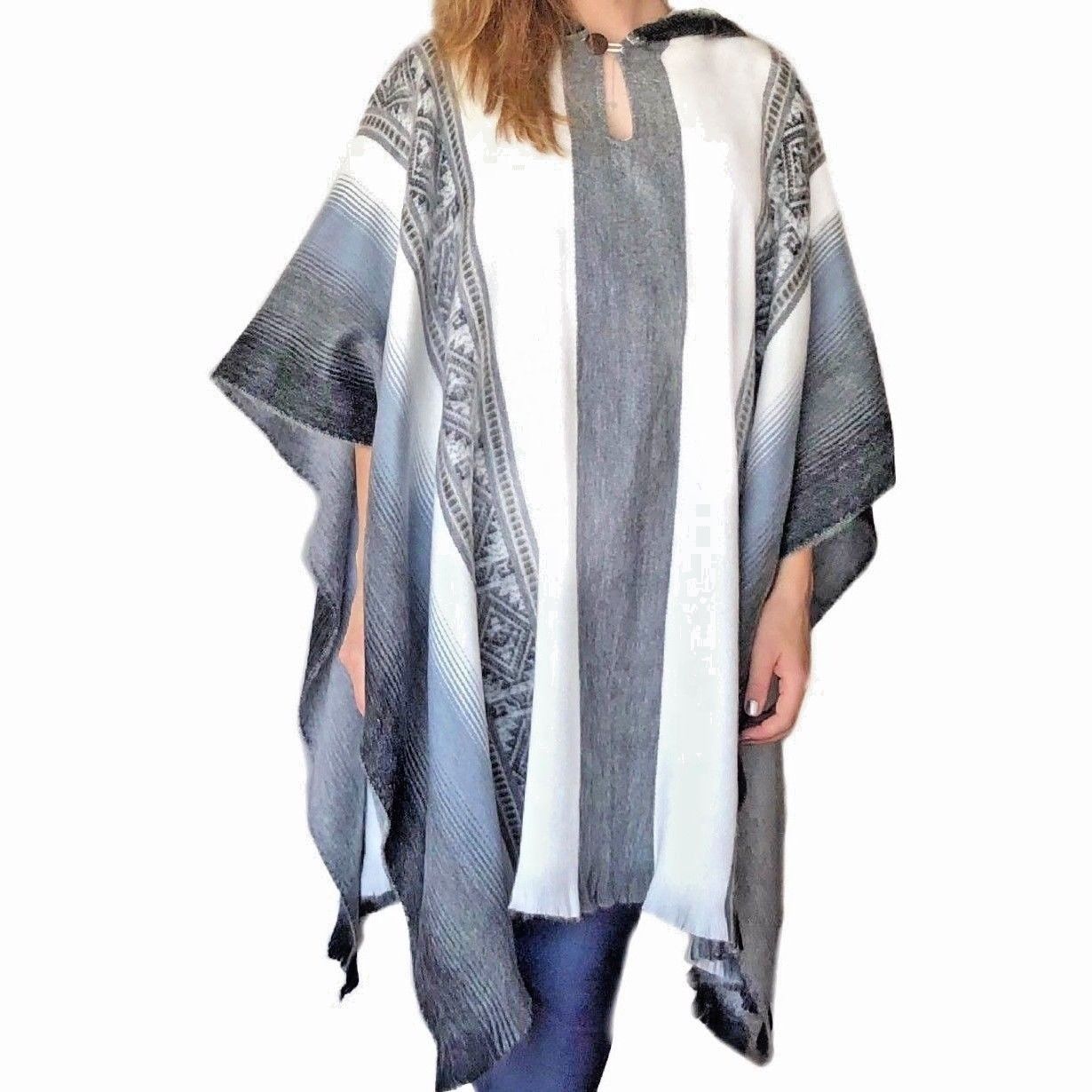 Incan Grays Alpaca Poncho Purely Alpaca