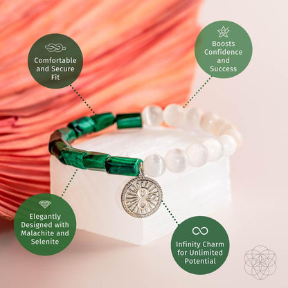 Infinite Triumph - Malachite & Selenite Success Bracelet Conscious Items