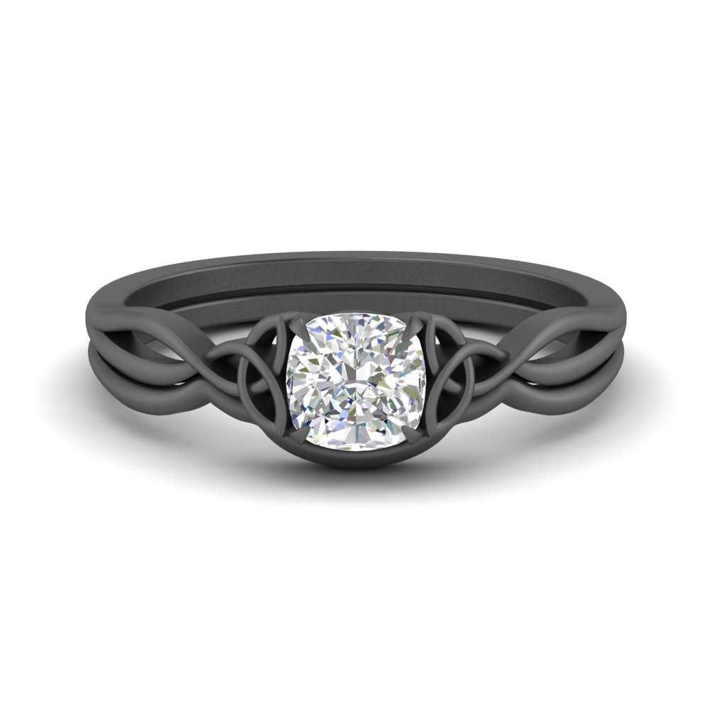 Cushion Cut Infinity Celtic Solitaire Wedding Set Fascinating Diamonds