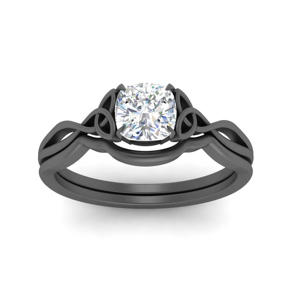 Cushion Cut Infinity Celtic Solitaire Wedding Set Fascinating Diamonds