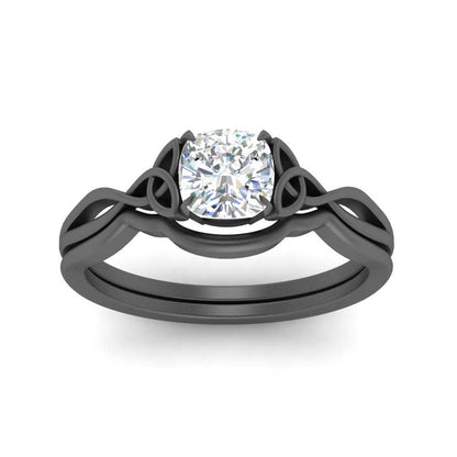 Cushion Cut Infinity Celtic Solitaire Wedding Set Fascinating Diamonds