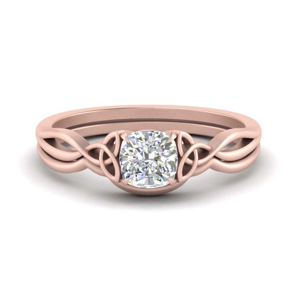 Cushion Cut Infinity Celtic Solitaire Wedding Set Fascinating Diamonds