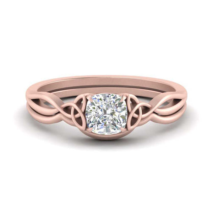 Cushion Cut Infinity Celtic Solitaire Wedding Set Fascinating Diamonds
