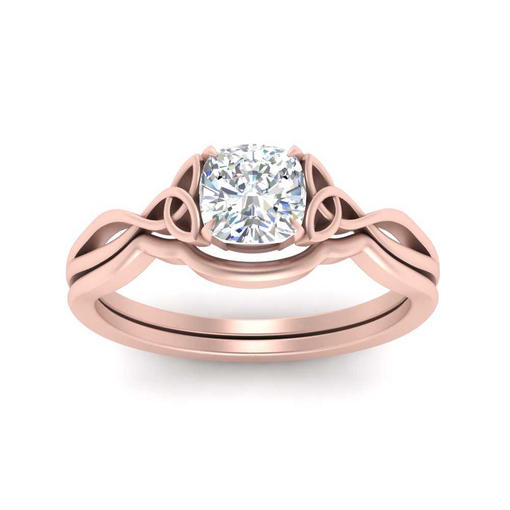 Cushion Cut Infinity Celtic Solitaire Wedding Set Fascinating Diamonds