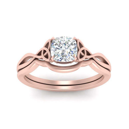 Cushion Cut Infinity Celtic Solitaire Wedding Set Fascinating Diamonds