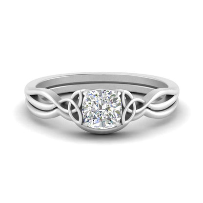 Cushion Cut Infinity Celtic Solitaire Wedding Set Fascinating Diamonds