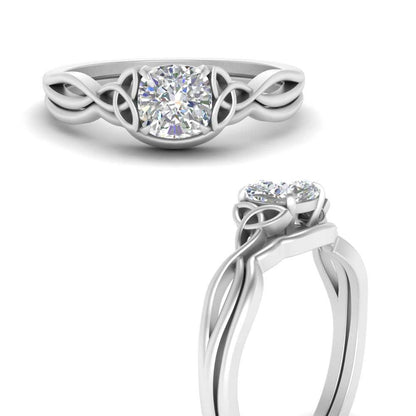 Cushion Cut Infinity Celtic Solitaire Wedding Set Fascinating Diamonds