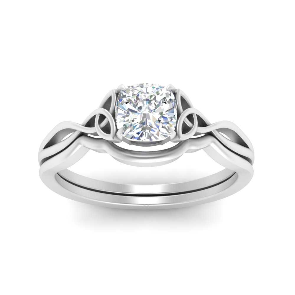 Cushion Cut Infinity Celtic Solitaire Wedding Set Fascinating Diamonds