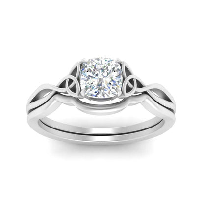Cushion Cut Infinity Celtic Solitaire Wedding Set Fascinating Diamonds