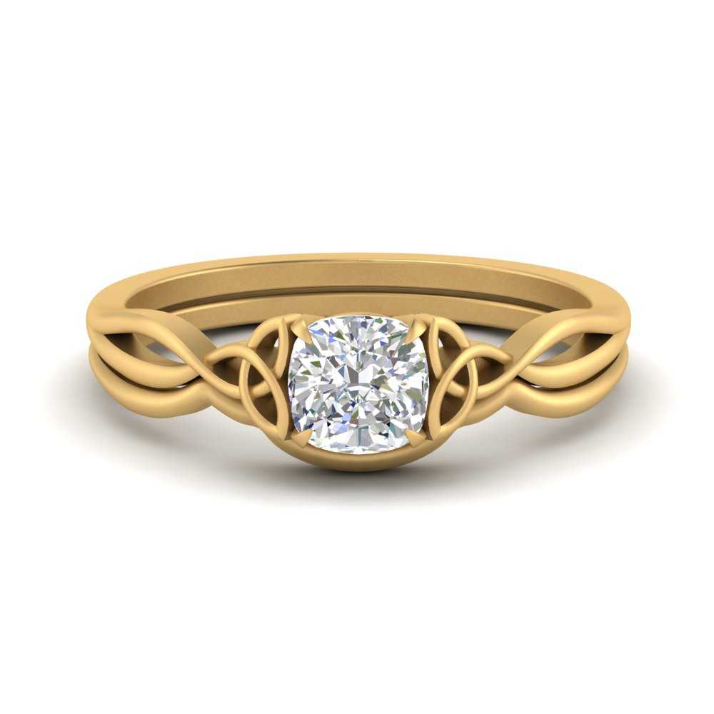 Cushion Cut Infinity Celtic Solitaire Wedding Set Fascinating Diamonds