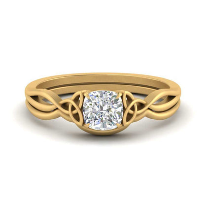 Cushion Cut Infinity Celtic Solitaire Wedding Set Fascinating Diamonds