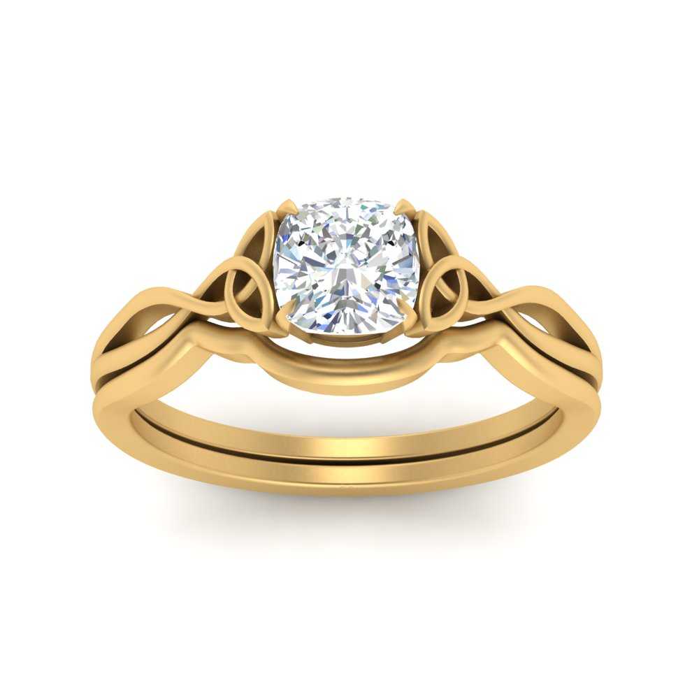 Cushion Cut Infinity Celtic Solitaire Wedding Set Fascinating Diamonds