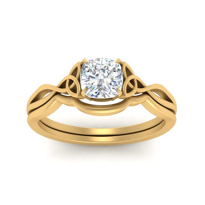 Cushion Cut Infinity Celtic Solitaire Wedding Set Fascinating Diamonds