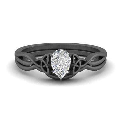 Pear Shaped Infinity Celtic Solitaire Wedding Set Fascinating Diamonds