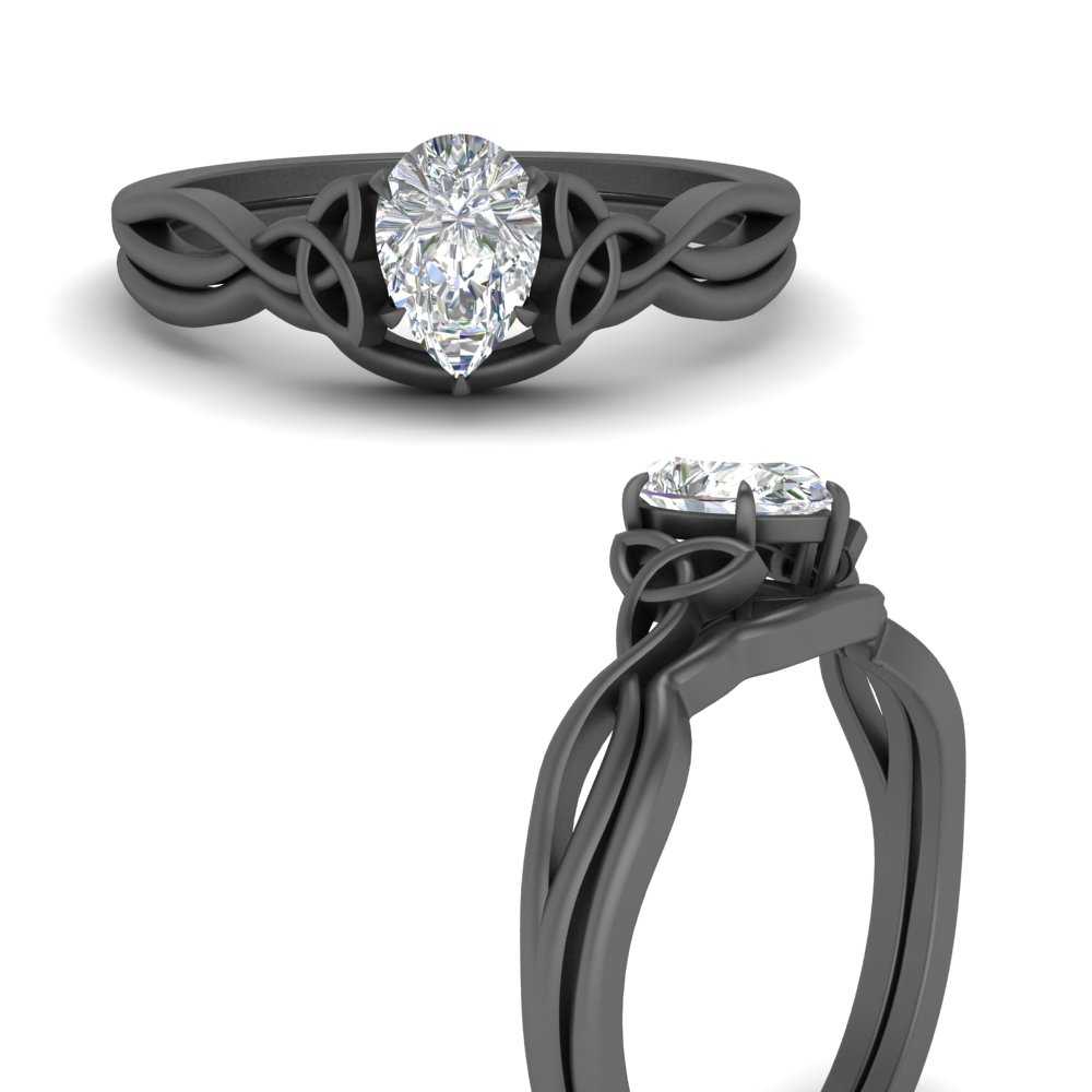 Pear Shaped Infinity Celtic Solitaire Wedding Set Fascinating Diamonds