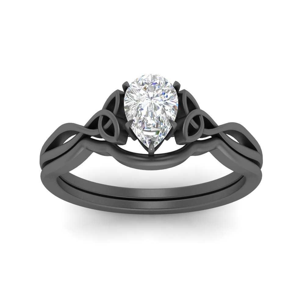 Pear Shaped Infinity Celtic Solitaire Wedding Set Fascinating Diamonds