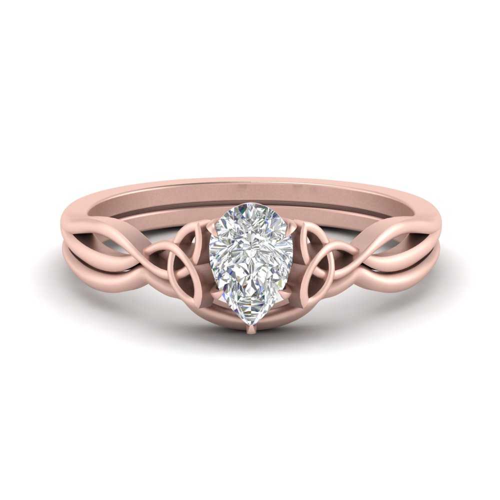 Pear Shaped Infinity Celtic Solitaire Wedding Set Fascinating Diamonds