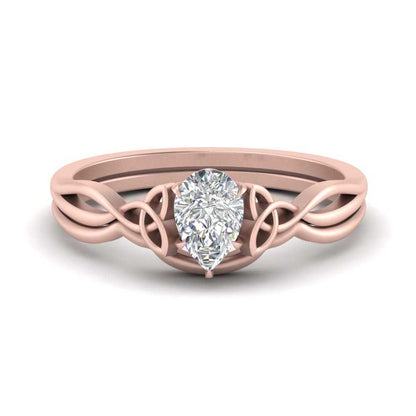 Pear Shaped Infinity Celtic Solitaire Wedding Set Fascinating Diamonds