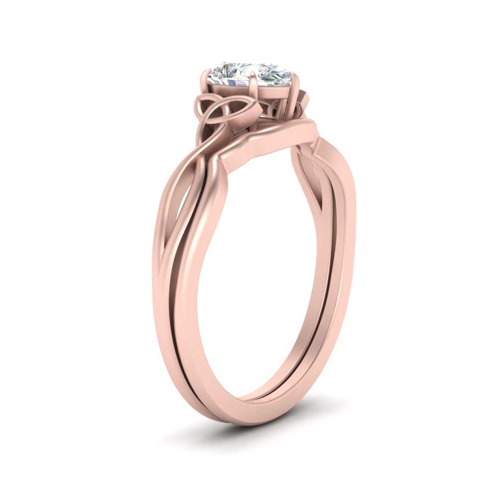 Pear Shaped Infinity Celtic Solitaire Wedding Set Fascinating Diamonds