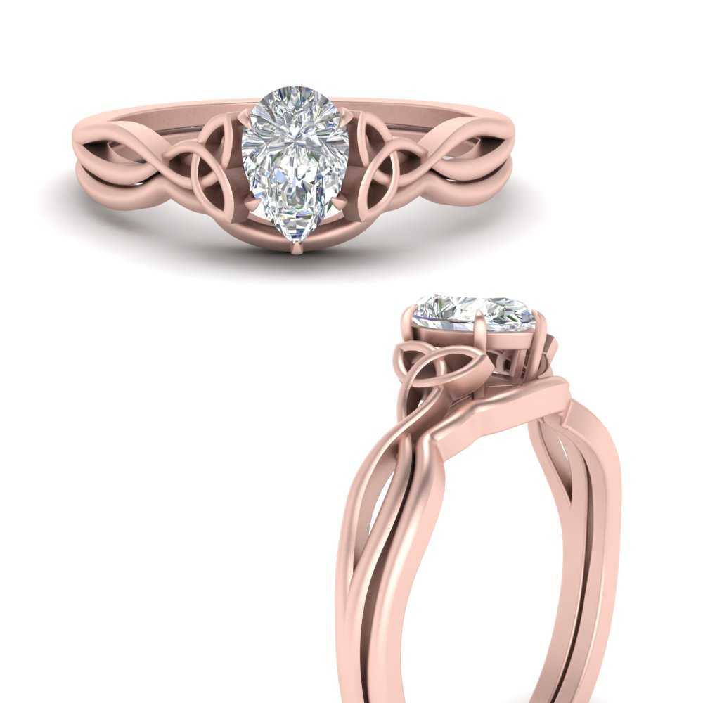 Pear Shaped Infinity Celtic Solitaire Wedding Set Fascinating Diamonds