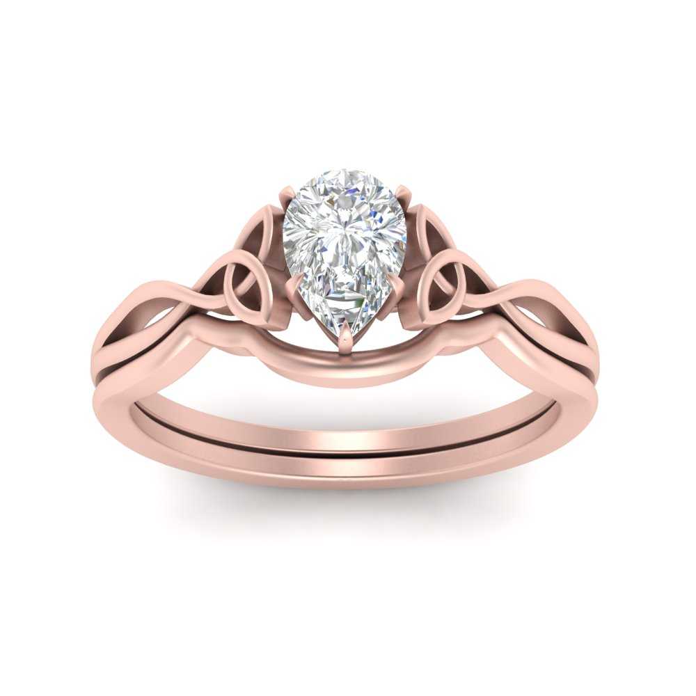 Pear Shaped Infinity Celtic Solitaire Wedding Set Fascinating Diamonds
