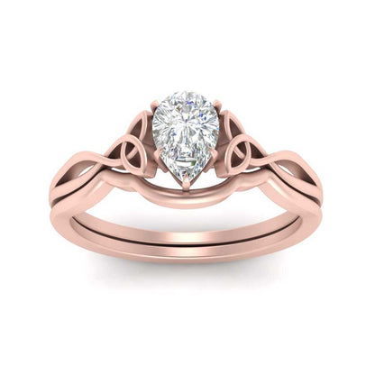 Pear Shaped Infinity Celtic Solitaire Wedding Set Fascinating Diamonds